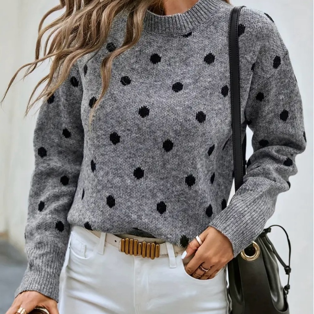 Premise sweater dark grey polka dot size M.